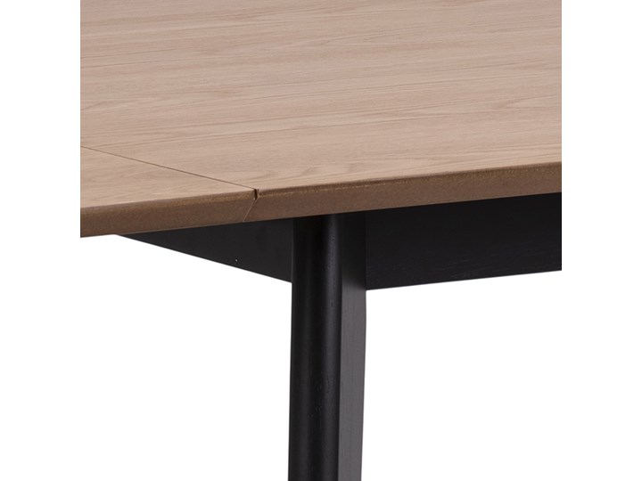 Stół rozkładany naturalny fornirowany blat dąb czarne drewniane nogi kauczuk 80-120x80 cm Rozkładanie Rozkładane Drewno Kolor Czarny