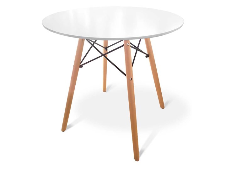 STÓŁ SKANDYNAWSKI OKRĄGŁY WT02 (ART105T) 80CM Drewno Płyta MDF Metal Styl Nowoczesny Pomieszczenie Stoły do salonu