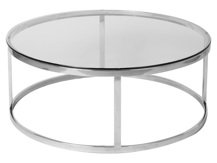 Stolik okrągły szklany / srebro Firro GLAMUR Stal Szkło Wysokość 40 cm Kształt blatu Okrągłe