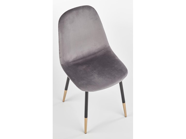 Krzesło K379 VELVET szare HALMAR Tworzywo sztuczne Tapicerowane Drewno Metal Szerokość 45 cm Głębokość 48 cm Welur Stal Tkanina Wysokość 88 cm Styl Glamour
