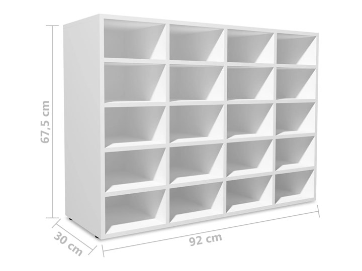 vidaXL Szafka na buty, płyta wiórowa, 92x30x67,5 cm, biała Płyta meblowa Płyta MDF Płyta laminowana Kolor Biały Kategoria Szafki i regały