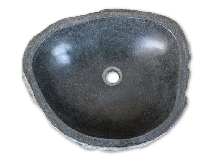 vidaXL Umywalka z kamienia rzecznego, owalna, 38-45 cm Owalne Kamień naturalny Kategoria Umywalki Kolor Czarny