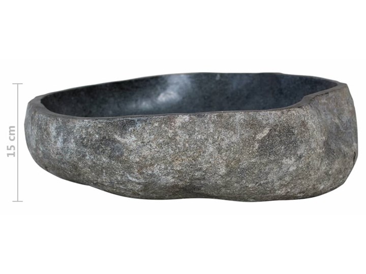 vidaXL Umywalka z kamienia rzecznego, owalna, 38-45 cm Kategoria Umywalki Kamień naturalny Owalne Kolor Czarny