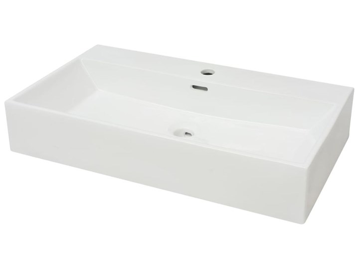 vidaXL Umywalka z otworem na baterię, 76 x 42,5 x 14,5 cm, biała Szerokość 76 cm Ceramika Kolor Biały
