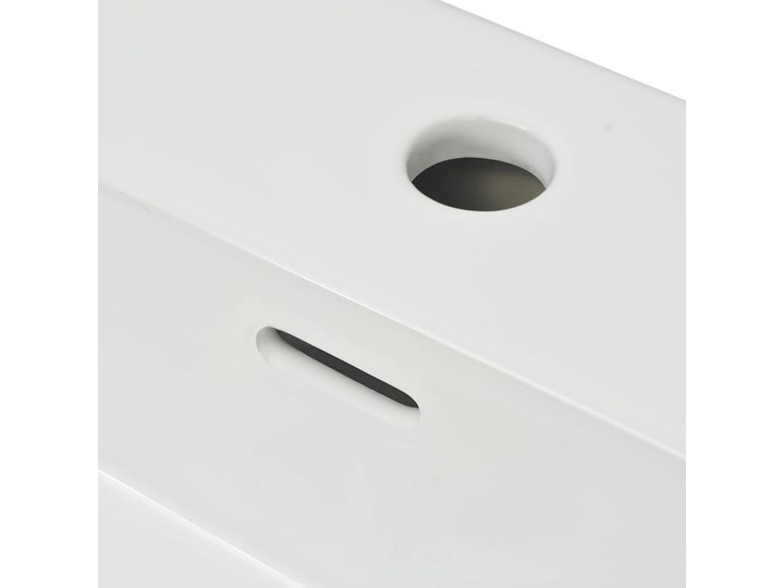 vidaXL Umywalka z otworem na baterię, 76 x 42,5 x 14,5 cm, biała Szkło Ceramika Stal Prostokątne Szerokość 76 cm Nablatowe Kolor Biały