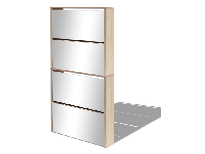 vidaXL Szafka na buty 4-poziomowa, lustrzana, kolor dębu, 63x17x134 cm Drewno Płyta MDF Kategoria Szafki i regały Szkło Styl Nowoczesny