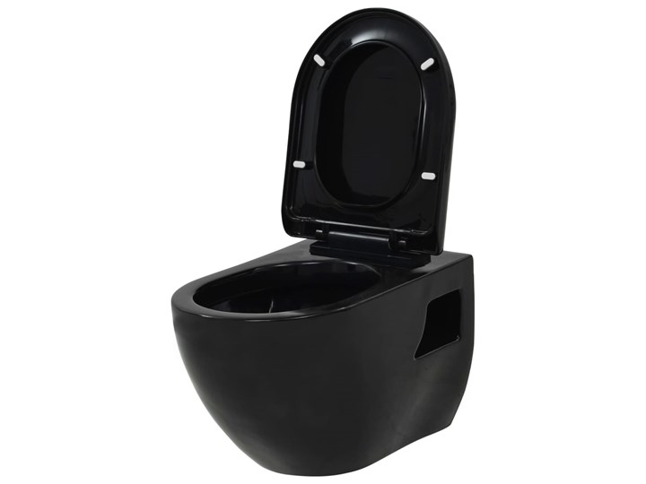 vidaXL Toaleta wisząca, ceramiczna, czarna Kategoria Miski WC Kolor Czarny