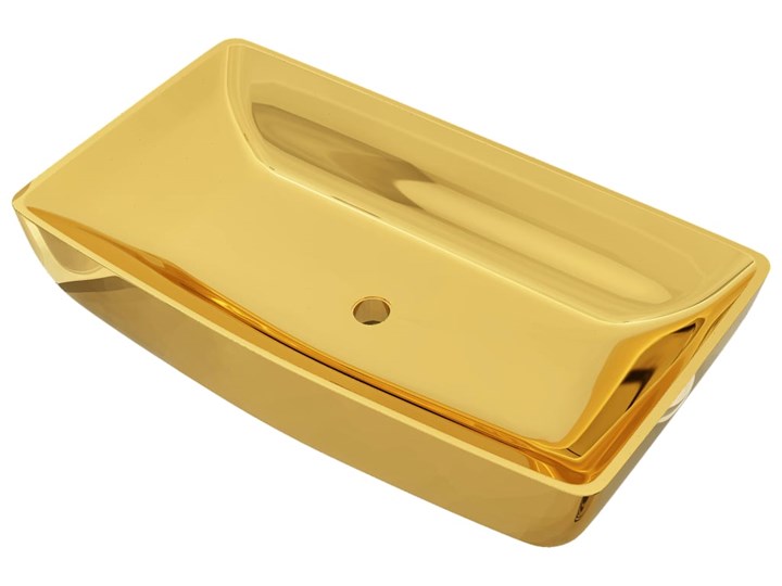 vidaXL Umywalka, 71 x 38 x 13,5 cm, ceramiczna, złota Szerokość 71 cm Kwadratowe Ceramika Nablatowe Kolor Złoty