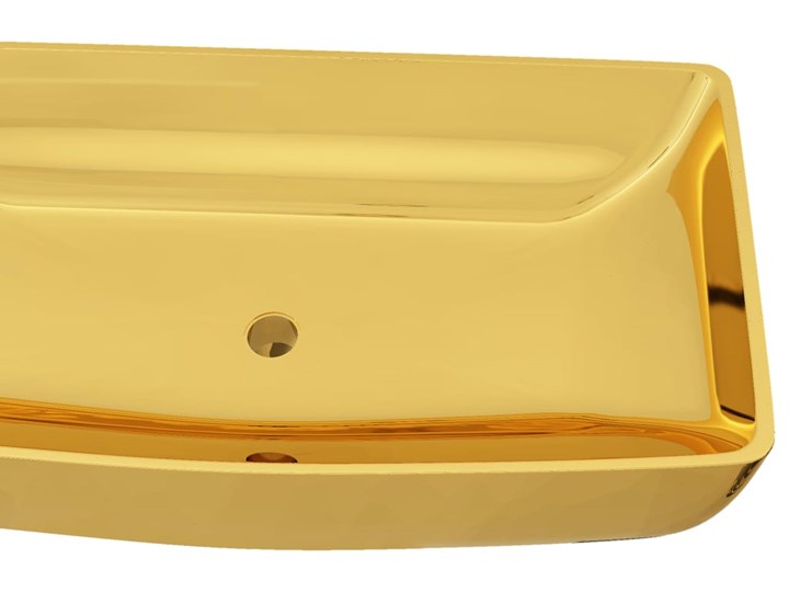 vidaXL Umywalka, 71 x 38 x 13,5 cm, ceramiczna, złota Szerokość 71 cm Nablatowe Kolor Złoty Ceramika Kwadratowe Kategoria Umywalki