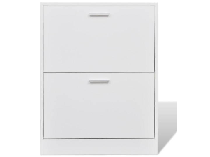 vidaXL Biała drewniana szafka na buty, z 2 półkami Głębokość 24 cm Wysokość 81 cm Płyta meblowa Tworzywo sztuczne Szerokość 64 cm Płyta laminowana Płyta MDF Drewno Metal Kolor Biały