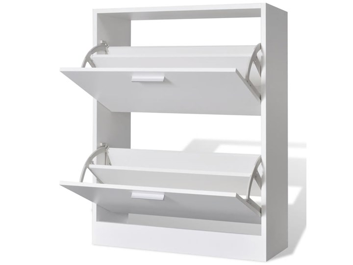 vidaXL Biała drewniana szafka na buty, z 2 półkami Drewno Metal Płyta MDF Kolor Biały