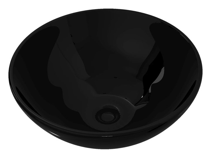 vidaXL Umywalka łazienkowa, ceramiczna, czarna Nablatowe Ceramika Okrągłe Kolor Czarny