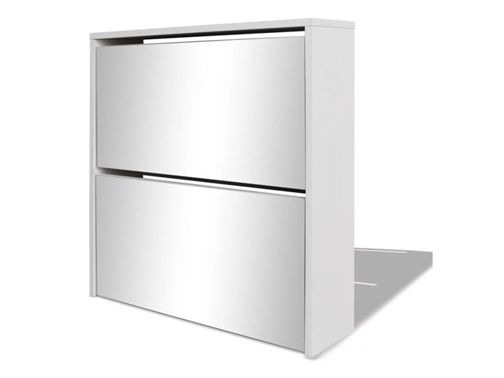 vidaXL Szafka na buty z 2 półkami i lustrem, biała, 63x17x67 cm Płyta MDF Kolor Biały Styl Nowoczesny