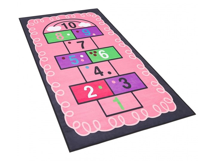 Dywan dziecięcy gra w klasy 80 x 150 cm różowy HONAZ kod: 4251682241106 80x150 cm Dywany Poliester Dywaniki Prostokątny Chodniki Wzór Do zabawy
