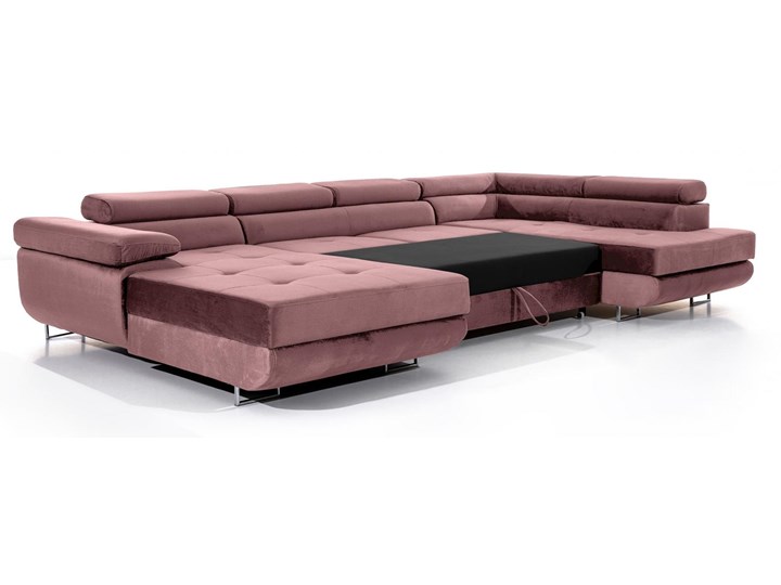 Meblobranie Rozkładany narożnik U Rodrigo różowy welur 345x202 Styl Nowoczesny Głębokość 202 cm W kształcie litery U Wysokość 90 cm Szerokość 345 cm Kategoria Narożniki