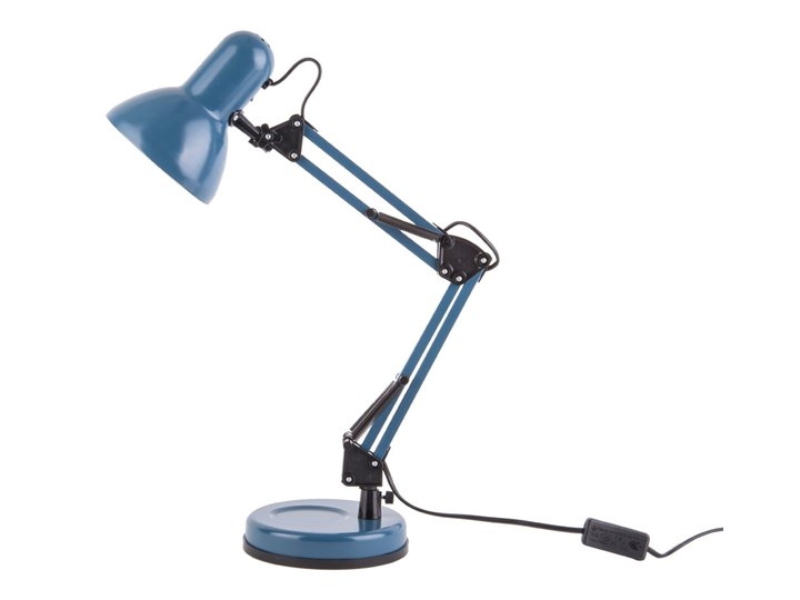 Niebieska lampa stołowa z czarnymi detalami Leitmotiv Hobby, ø 12,5 cm Wysokość 55 cm Styl Industrialny Lampa z kloszem Kolor