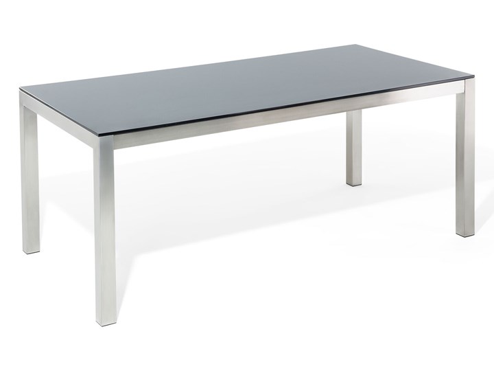 Zestaw mebli ogrodowych jadalniany czarny stół szkło hartowane 180 x 90 cm 6 krzeseł czarnych z technorattanu sztaplowanych Stal Stoły z krzesłami Kategoria Zestawy mebli ogrodowych Zawartość zestawu Krzesła
