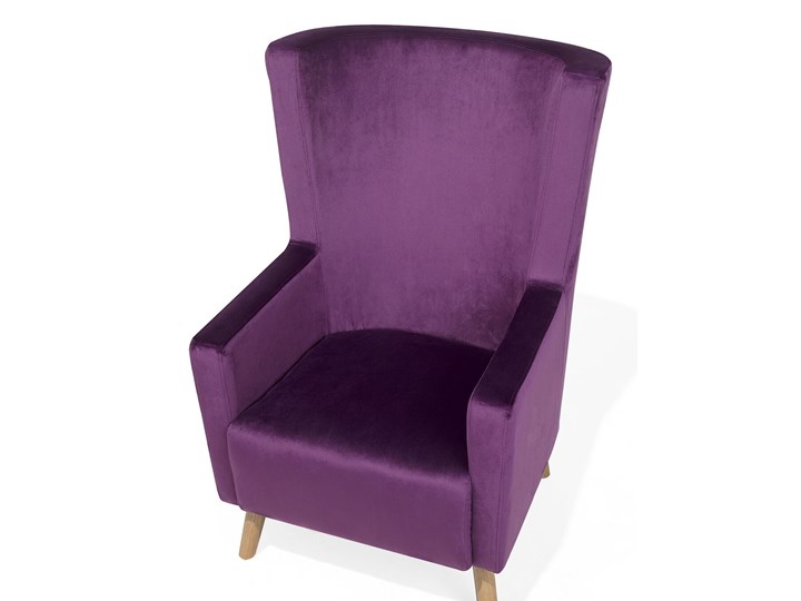 Beliani Fotel uszak fioletowy welurowy retro Szerokość 74 cm Styl Tradycyjny Tkanina Drewno Tworzywo sztuczne Pomieszczenie Salon