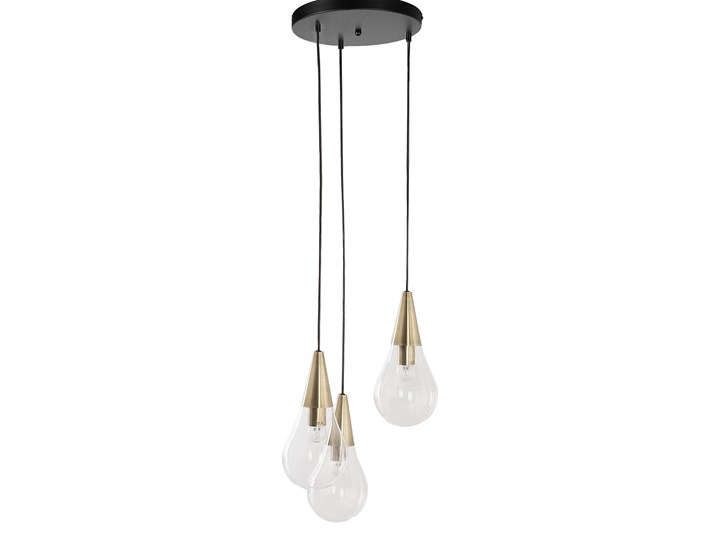 Lampa sufitowa przezroczysta szklana 118 cm miedziany akcent 3 klosze kształt kropli nowoczesna Żarówka na kablu Kolor Złoty Metal Szkło Kategoria Lampy wiszące
