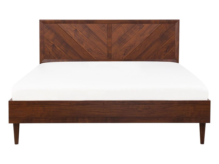 Łóżko LED ze stelażem ciemne drewno 180 x 200 cm wysokie wezgłowie kolorowe oświetlenie rustykalny design ramy Łóżko drewniane Kategoria Łóżka do sypialni