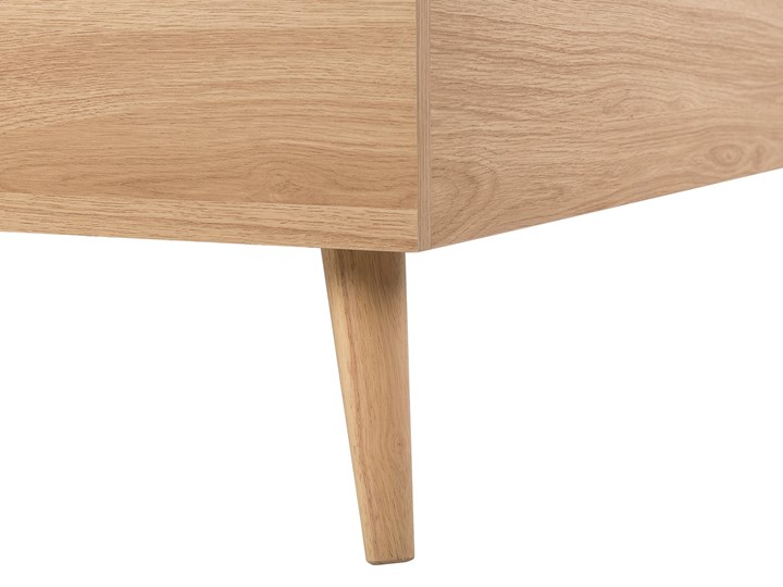 Łóżko białe jasne drewno 180 x 200 cm z ramą stelażem i zagłówkiem skandynawski design minimalistyczne Kategoria Łóżka do sypialni Łóżko drewniane Kolor Beżowy