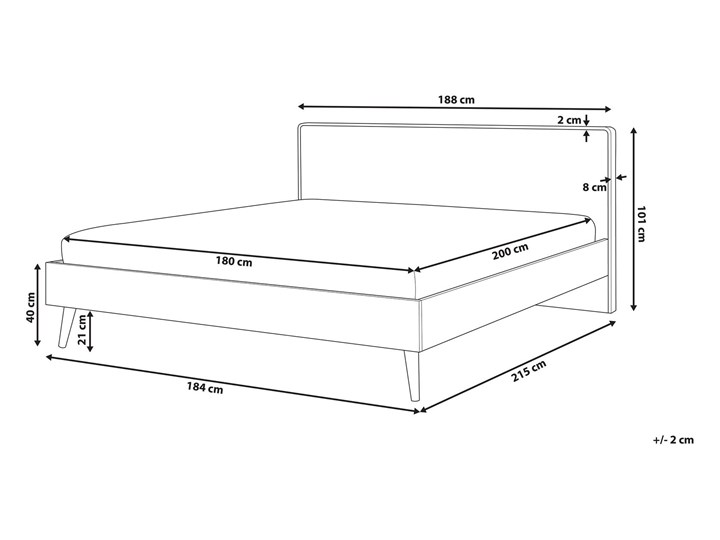 Łóżko białe jasne drewno 180 x 200 cm z ramą stelażem i zagłówkiem skandynawski design minimalistyczne Łóżko drewniane Kategoria Łóżka do sypialni