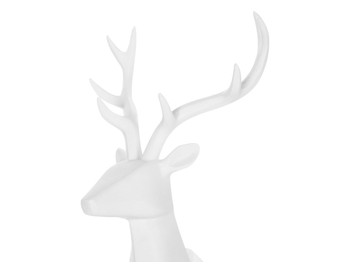 Figurka dekoracyjna renifer biała żywica syntetyczna 40 x 24 cm geometryczna styl skandynawski Zwierzęta Kolor Biały