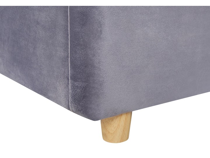 Łóżko z pojemnikiem szare welurowa tapicerka 140 x 200 cm podwójne ze schowkiem podnoszone Łóżko tapicerowane Kategoria Łóżka do sypialni