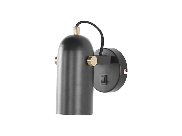 Beliani Lampa ścienna czarna metalowa 17 cm regulowany klosz styl industrialny kinkiet do sypialni salonu Kinkiet z kloszem Styl Nowoczesny Kolor Czarny