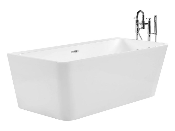 Wanna biała akrylowa 170 x 80 cm system przelewowy prostokątna minimalistyczny design Symetryczne Kolor Biały