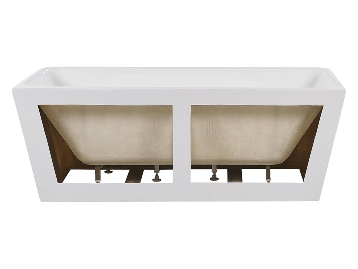 Wanna biała akrylowa 170 x 80 cm system przelewowy prostokątna minimalistyczny design Symetryczne Kolor Biały