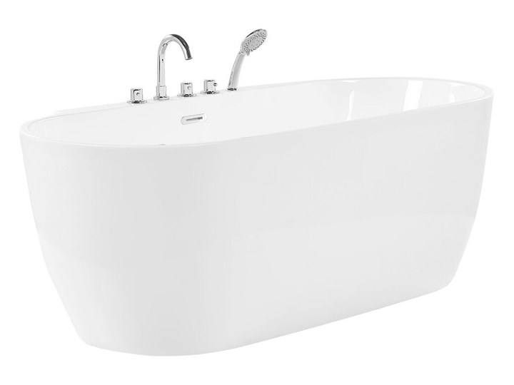 Wanna wolnostojąca biała akrylowa 170 x 80 cm system owalna minimalistyczny design