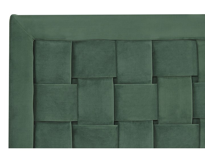 Łóżko welurowe zielone 160 x 200 cm tapicerowane złote nóżki wezgłowie oparcie glamour nowoczesne Kolor Zielony Łóżko tapicerowane Kolor Złoty