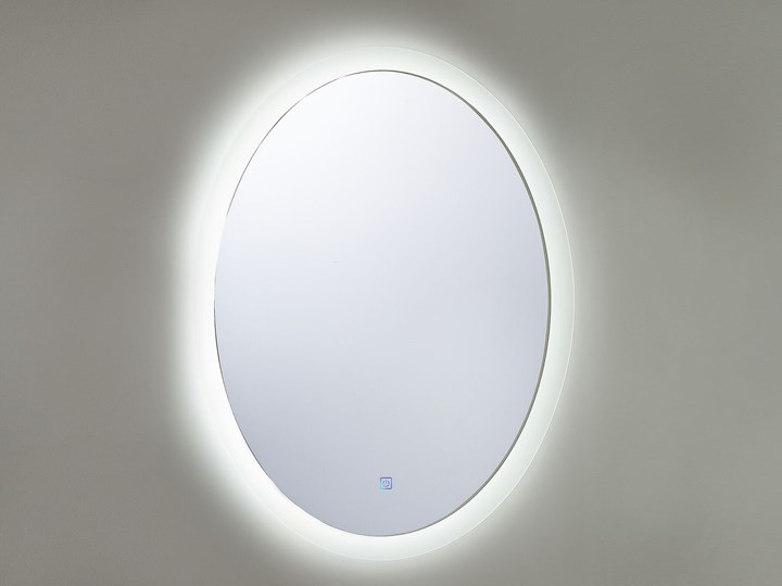 Lustro łazienkowe owalne srebrne 60 x 80 cm z podświetleniem LED system zapobiegający parowaniu Lustro bez ramy Ścienne Pomieszczenie Łazienka