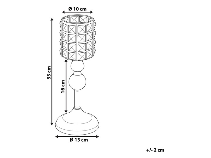 Świecznik srebrny szklany 33 cm z kryształkami Szkło Metal Kategoria Świeczniki i świece