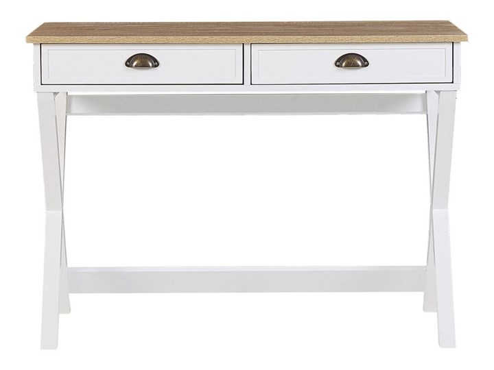Biurko białe z jasnym blatem MDF 103 x 50 cm z szufladami małe skandynawski Drewno Sosna Płyta MDF Kategoria Biurka