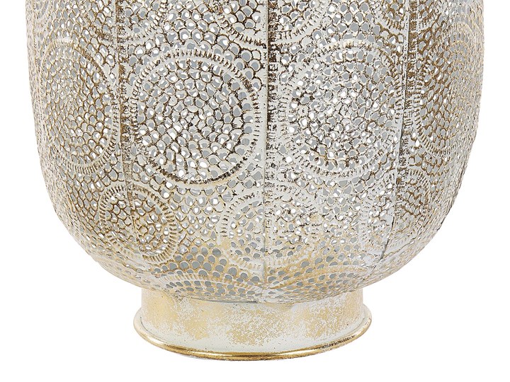 Beliani Lampion złoty metalowy 30 cm ze szklanym wkładem na świeczkę boho orientalny ażurowy Szkło Kategoria Świeczniki i świece