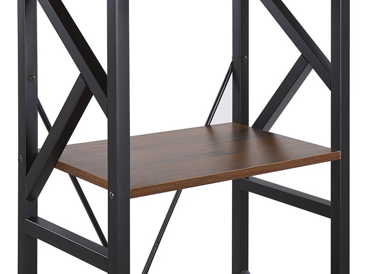 Beliani Regał ciemne drewno 5 półek czarna stalowa metalowa rama industrialny room divider Na dekoracje Płyta MDF Na książki Płyta meblowa Kategoria Witryny Płyta laminowana Kolor Czarny
