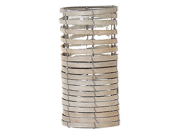 Zestaw 3 świeczników jasne drewno kwadratowe wysokie różne rozmiary boho design szklany pojemnik Metal Szkło Żelazo Kategoria Świeczniki i świece