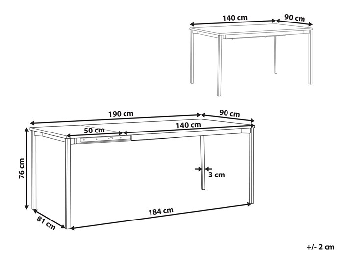 Stół do jadalni czarny 140/190 x 90 cm tradycyjnie rozkładany blat 6 osobowy industrialny Płyta MDF Długość 140 cm Metal Stal Pomieszczenie Stoły do jadalni