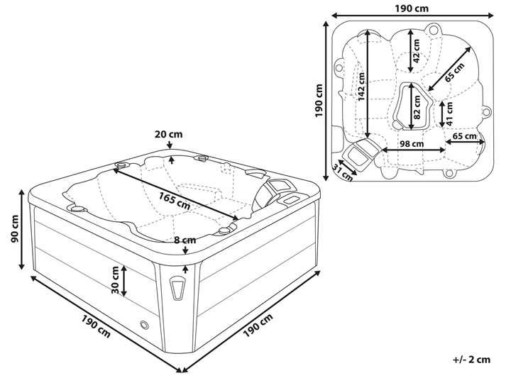 Wanna ogrodowa niebieska akrylowa zewnętrzne spa z LED i hydromasażem Kategoria Jacuzzi