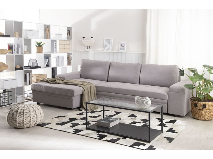 Narożnik rozkładany jasnoszary sofa narożna do salonu kanapa z funkcją spania z pojemnikiem skandynawska Funkcje Z pojemnikiem na pościel W kształcie L Kategoria Narożniki