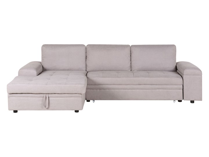 Narożnik rozkładany jasnoszary sofa narożna do salonu kanapa z funkcją spania z pojemnikiem skandynawska Nóżki Bez nóżek W kształcie L Typ Gładkie