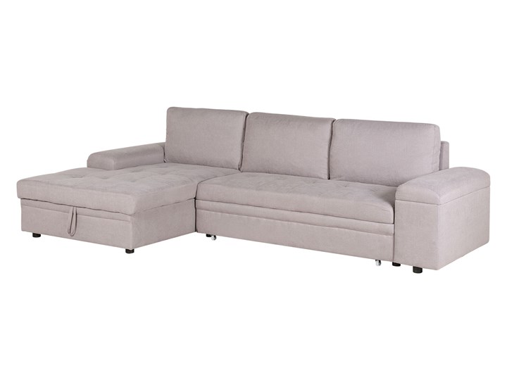 Narożnik rozkładany jasnoszary sofa narożna do salonu kanapa z funkcją spania z pojemnikiem skandynawska W kształcie L Typ Gładkie
