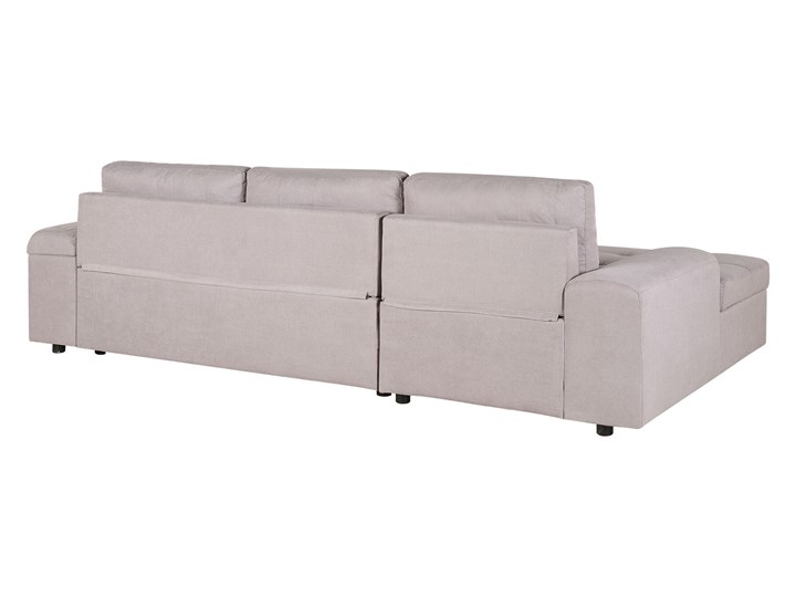 Narożnik rozkładany jasnoszary sofa narożna do salonu kanapa z funkcją spania z pojemnikiem skandynawska W kształcie L Nóżki Bez nóżek Funkcje Z pojemnikiem na pościel