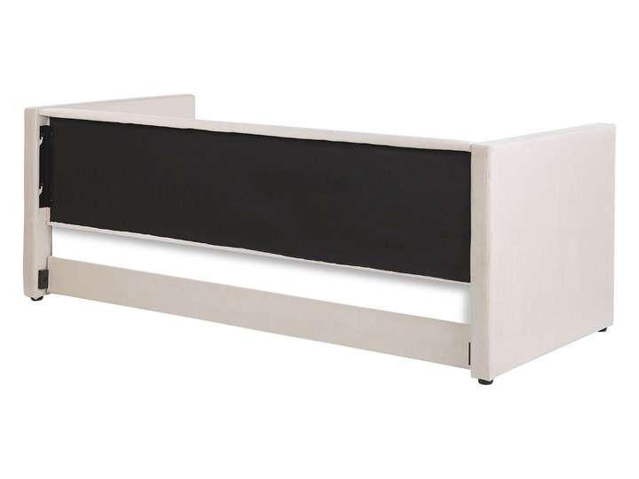 Łóżko wysuwane jasnobeżowe welurowe 80 x 200 cm ze stelażem leżanka ozdobne ćwieki glamour Łóżko tapicerowane Kolor Beżowy Kategoria Łóżka do sypialni