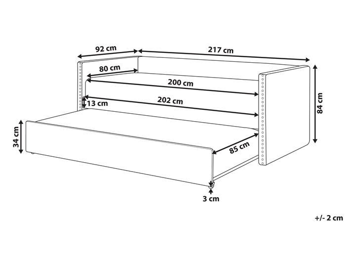 Łóżko wysuwane jasnobeżowe welurowe 80 x 200 cm ze stelażem leżanka ozdobne ćwieki glamour Łóżko tapicerowane Kolor Beżowy