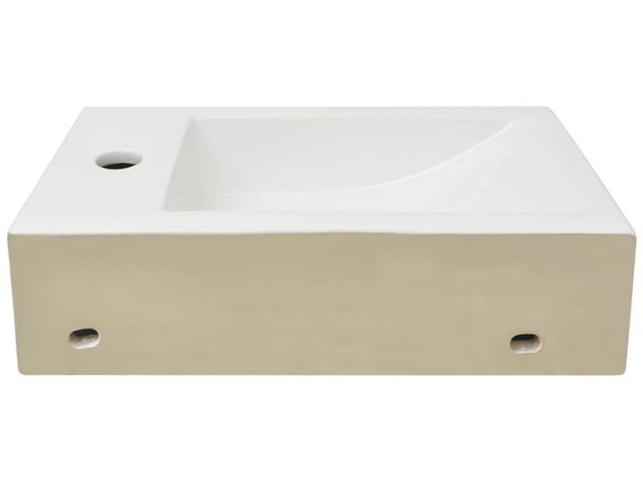 vidaXL Umywalka prostokątna z otworem na baterię 46x25,5x12 cm, biała Szkło Nablatowe Stal Prostokątne Szerokość 46 cm Ceramika Kolor Biały