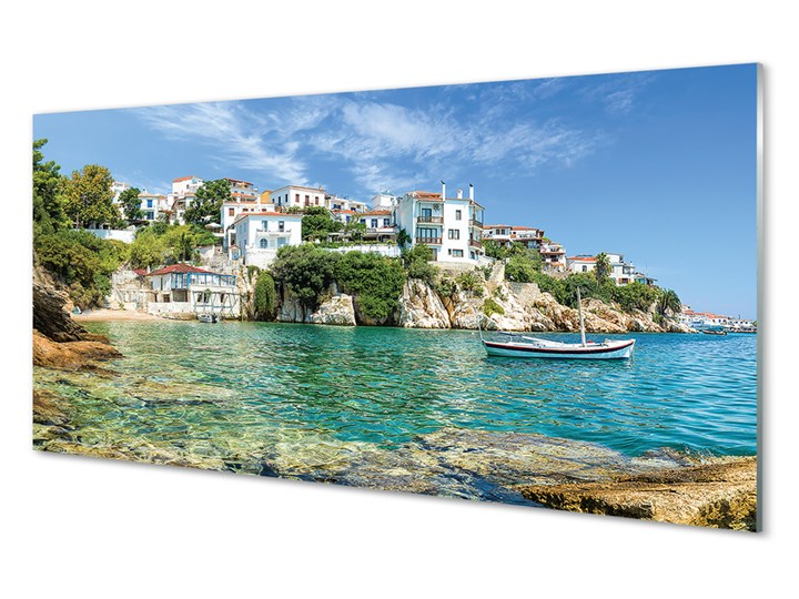 Obrazy na szkle Grecja Morze miasto natura Wymiary 70x140 cm Wymiary 50x125 cm