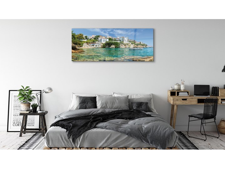 Obrazy na szkle Grecja Morze miasto natura Wymiary 70x140 cm